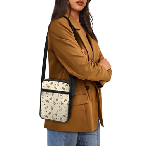Otter Print Small Crossbody Bags Wear-Resistant Shoulder Sling Bag for Women Men with Pockets4