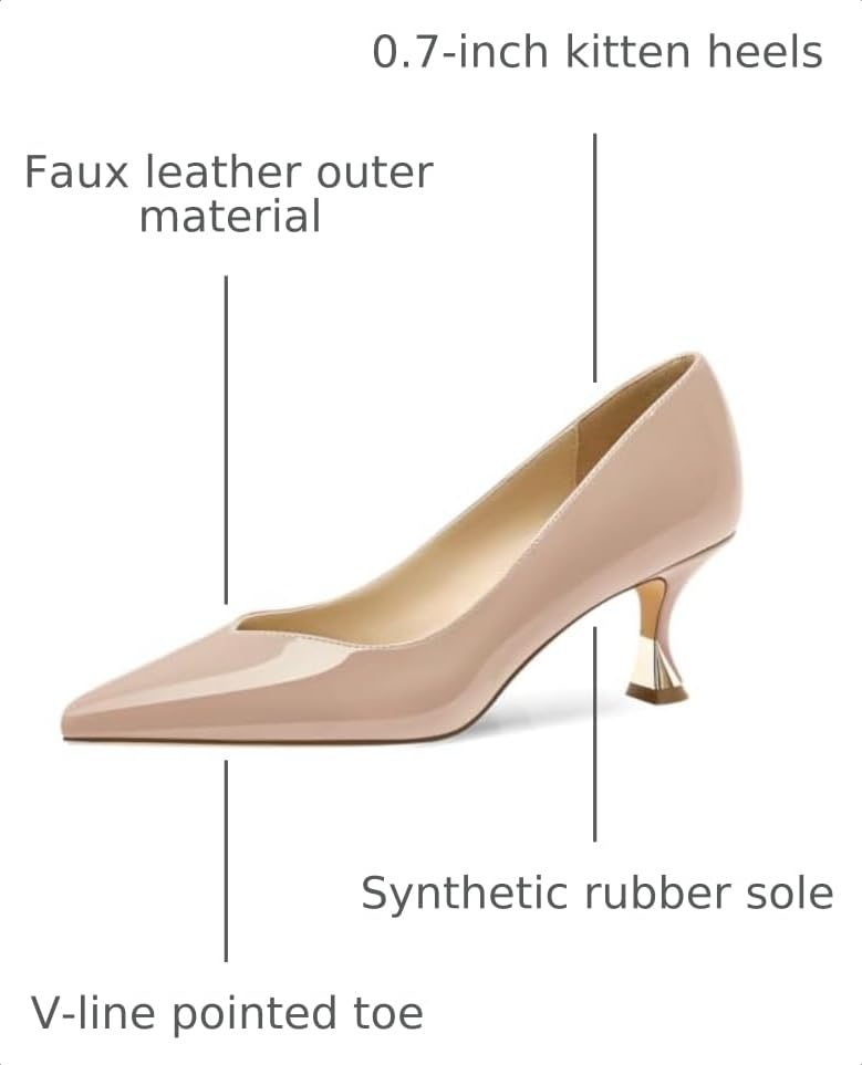 Image of Women Low Kitten Heels Women's Dressy Pumps Pointed Closed Toe Elegant Wedding Pumps Formal Work Office Comfortable Shoes Classic Pumps for Women
