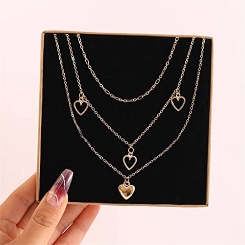 Layered Necklace with Plated Hearts