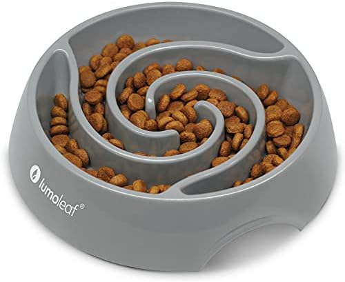 LumoLeaf Slow Feeder Dog Bowls Large 22cm 4 Cups Heavy Puzzle Food Bowl Non-Slip Melamine Pet Maze Dishes for Medium Large Sized Dogs (Tornado-Grey, 4 Cup)
