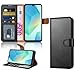 iCatchy for Samsung A16 Case with 4 Card Slots Leather Wallet Flip Book Magnetic Closure Kickstand Shockproof Protective Phone Cover compatible with Galaxy A16 5G / A16 (Black)
