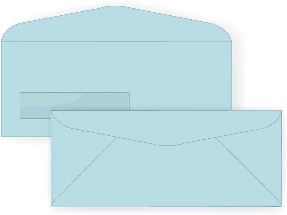 #10 Window Envelope - 24# Light Blue (4 1/8 x 9 1/2) - Business Window Series (Pastel) (Box of 500)