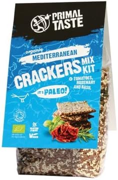 Paleo Organic Mediterranean Cracker Mix Kit by Primal Taste, 250g, Gluten Free, Without Wheat and Yeast, Vegan, Certified by Soil Association