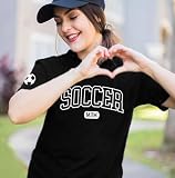 ASTANFY Soccer Mom Shirt Womens Oversized Game Day Shirt Soccer Graphic T Shirts Short Sleeve Black
