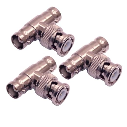 ZJKJHJY BNC T-Adapter, Male to Female Connector, Nickel-Plated Brass, 3-Pack, 28.5mm Length