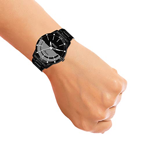 Image of PIRASO Times Analogue Black Smiley Watch in Matte Chain for Men's & Boy's (54-BK-CK-M)