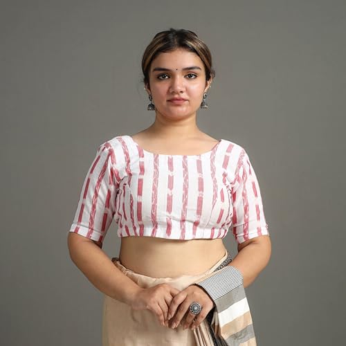 Image of Premium Ethnic Sambalpuri Ikat Unstitched Cotton Blouse Fabric