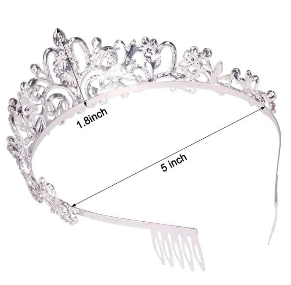 Image of RENESMEE Queen Crown of Silver Crystal Tiara Crowns for Bridal Women Girls Wreath Headpiece Princess Elegant Crown Bridal Wedding Prom Birthday Party Headbands for Women Hair Accessories