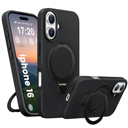 BENTIACC Liquid Silicone Magnetic Case for iPhone 16, Black