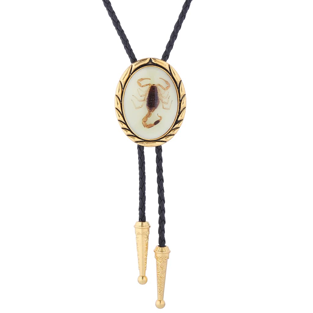 HUABOLA CALYN Bolo tie for Men- Unique Luminous Stone Native American White 3D Scorpion Animal Bolo ties Handmade