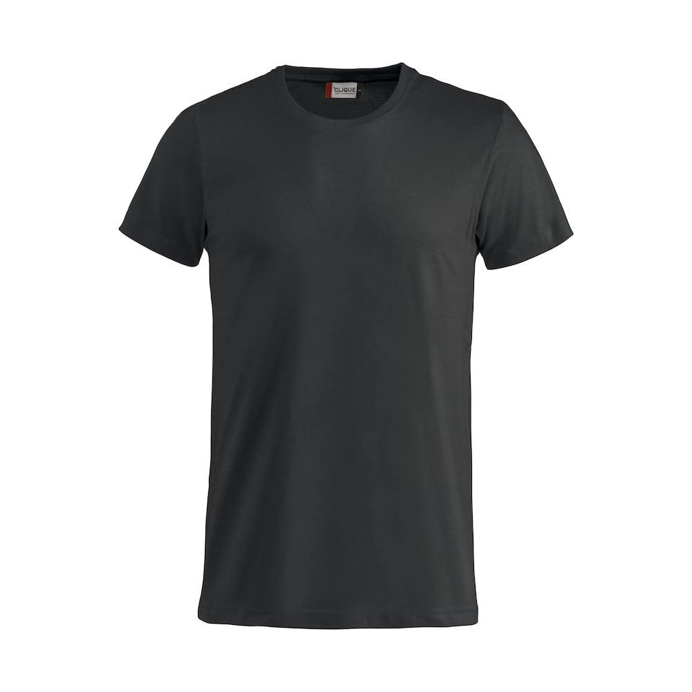Clique Men's Black - Basic-T T-Shirt In Jersey Cotton, Elastic Collar, Sweatband, Slim-Fit Fit, Xl