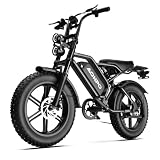 DEEPOWER V20 Bicicletta Elettrica per Adulti, Batteria Rimovibile 52V 15Ah/20Ah, Autonomia 60-120KM, Pneumatici Fat 20×4.0, 7 Marce, Freni a Disco Meccanici, Sospensioni Complete All-Terrain