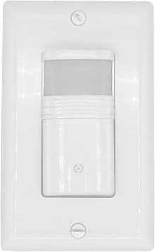 LED Infrared Wall Switch Vacancy and Occupancy Motion Sensor, Automatic On or Off Operation, Adjustable Time Delay, Neutral Wire Required, Replaces Standard Light or Fan Single-Pole Switch, White 1
