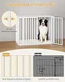 Hzuaneri Hundekäfig Möbel, Indoor Hundebox mit Kissen, Modernes Dreitür-Design, Hochbelastbar Hundekäfige, Beistelltisch aus Holz, Geeignet für Große Hunde, 108 x 66 x 77,5 cm, Weiß DFC86713W