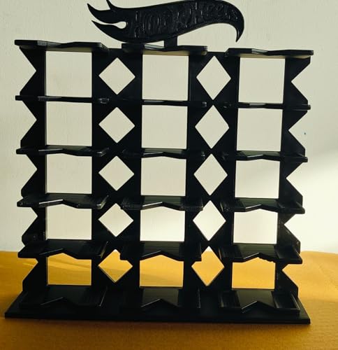 Image of Premium 18-Car Display Rack in Black for Hot Wheels & 1:64 Scale Cars, Eco-Friendly Biodegradable Plastic, 24 cm H x 22.3 cm B x 4.8 cm W (Black) (***Toy Cars NOT Included***)