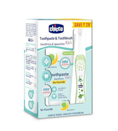 Image of Chicco Toothpaste Applebanana + Chicco Brush Green 6-36M