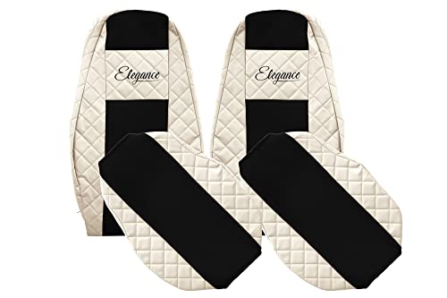 F-CORE Housses de Siege Camion compatibilité pour Volvo FH 4 01.13-12.19 FM 4 01.13- Champagne