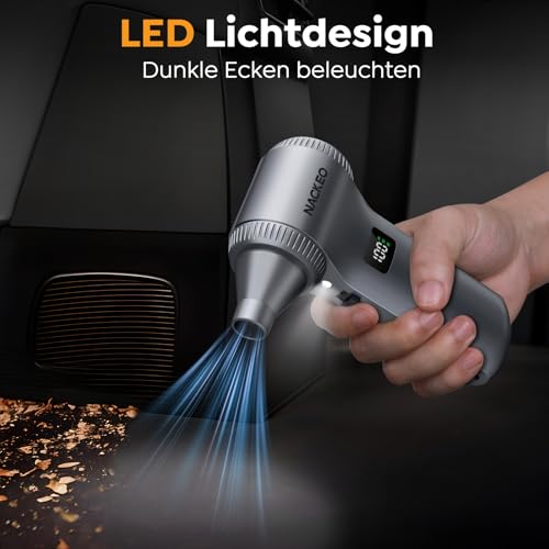 Elektrisches Staubgebläse, 230000 U/min Super Power Cordless Air Duster, 100-stufig einstellbares Mini-Luftgebläse mit 10500 mAh Akku, LED-Licht, Staubgebläse für PC, Tastatur, Haushalt, Sofa, Auto