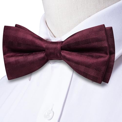 Image of Hi-Tie Bow Ties for Men Pre-Tied Pocket Square with Cufflinks Mens Bowtie Sets for Wedding Formal Party