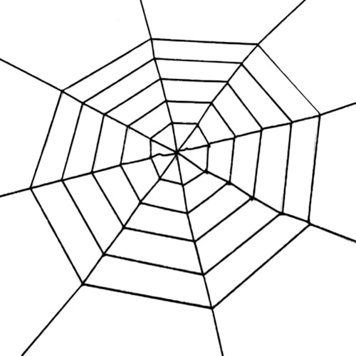 SOFPLATE 59 x 59 Zoll Halloween Netz Dekorationen Schwarzes Spinnennetz Dekor Spukhaus Requisiten Runde Spinnennetz Schnur Realistisches Seil Süßes Oder Saures Gruseliges Setup Für Festival Party Fens