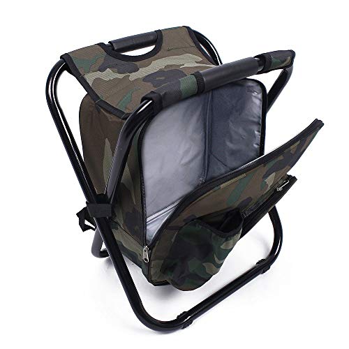Zepin Inbesk Folding Camping Chair Stool Backpack, With Cooler Insulated Picnic Bag, Hiking Camo Ultralight Seat Table Bag Camping Gear For Outdoor Indoor Fishing Travel Beach Bbq (Camouflage) #TOP1
