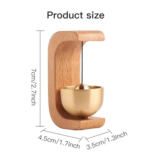 Image of Shopkeeper Bell Japanese Style Wooden Door Chime | Copper Bell Sound Alert for Shops, Homes & Offices | No-Drill Stick-On Doorbell | Rustic Oval Design for Door, Wall, Fridge, Cafe Decor