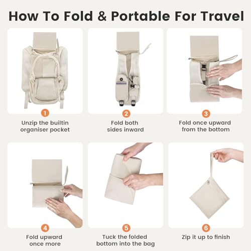 TUIKEN Small Hiking Backpack 10L- Lightweight Packable Foldable Backpack for Travel Camping Outdoor Commute, Compact Rucksack for Women Men(Beige) - image 7