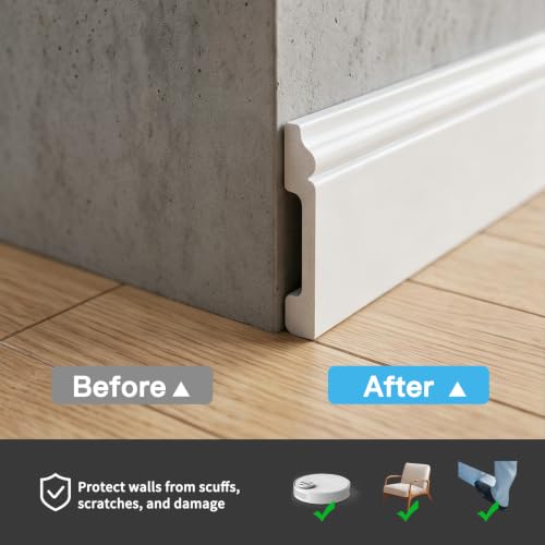 Image of Art3d High-Impact Baseboard Molding Trim, 56.3 x 3.2 Inch, 10-Pack, White