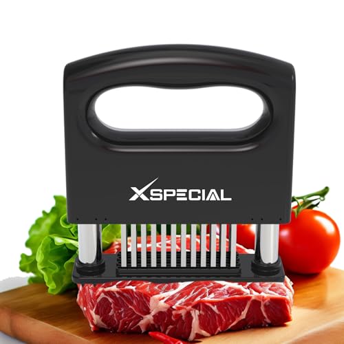 Image of XSpecial Mini-Deluxe Meat Tenderizer 48 Blade Stainless Steel - Kitchen Cooking Gadgets Tools with Ultra Sharp Needle That Makes Steak & Chicken Tender - No More Hammer, Meat Pounder Or Mallet