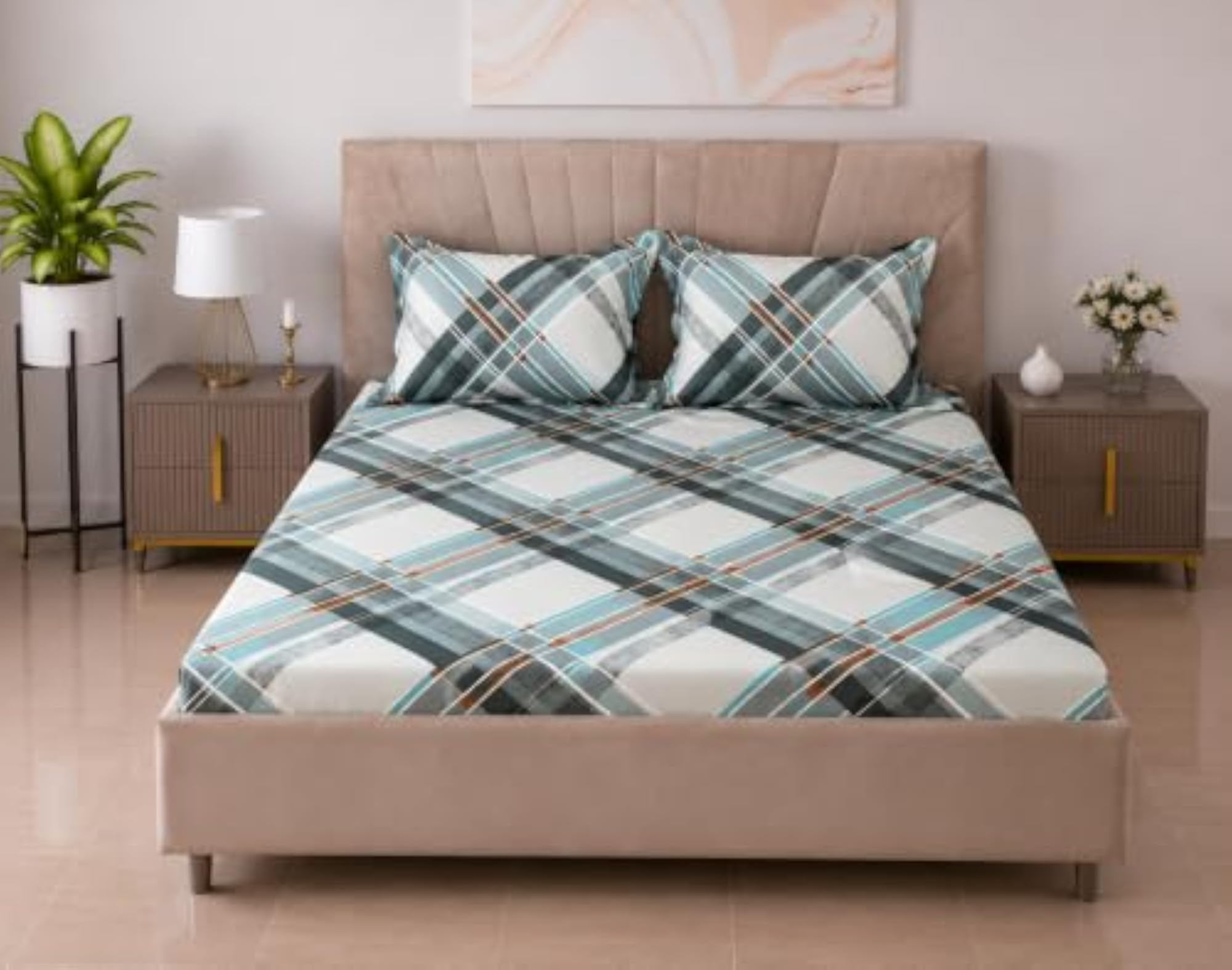 100% Cotton Florentine King Size Bedsheet with 2 Pillow Covers
