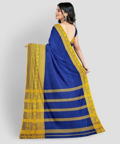 Image of eC ESHA'S COLLECTION Women's Cotton Blend Begumpuri Handloom Saree With Unstitched Running Blouse Piece