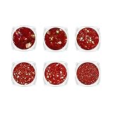 YOFASEN 6 piezas de Purpurina de Cara de Brillo Grueso - Decoración de Arte de Uñas Glitter Crafts Lentejuela Conjunto Mixto Mejilla Maquillaje de Labios DIY Decoración, Rojo 4