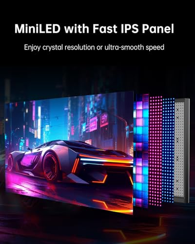 Image of KTC 27 Inch Dual Mode Mini LED Monitor - 4K UHD at 160Hz & 1080P FHD 320Hz Gaming Monitor, 65W Type-C Port, HDR1400 Fast IPS Panel, Adaptive-Sync, HDMI 2.1 & DP 1.4, Height Adjustment, VESA Wall Mount