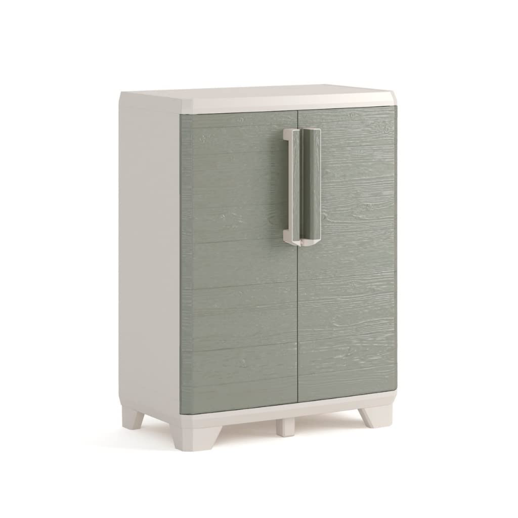 Keter Armadio Wood Grain Basso, Beige, Finitura Effetto Legno, 68 x 39 x 97 cm