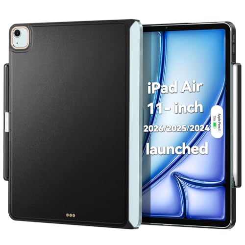 Magic Keyboard Compatible Case for iPad Air 11 inch M4 2026/M3 2025/M2 2024 with Pencil Holder for SmartKeyboard Folio Slim Back Cover for 10.9 iPad Air 4/5/6th (Keyboard Not Included) Black