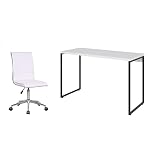 Conjunto de Mesa Studio 120 cm com Cadeira de Escritório Secretária Giratória Marilyn Branca