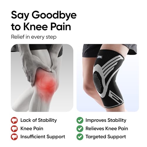 Image of Frido Active Knee Cap Support for Men & Women | Pain Relief Knee Brace | Anti-Sweat & Comfortable | Compression Knee Supporter for Joint Support, Sports, Gym & Injury Recovery (1 Pair) Black, Large