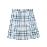 Taille Réglable Black Sugar Femme Fille Jupe Courte Ecossaise Carreaux Mignon Kawaii Noir Bleu Marron Plissée Zip Coton Résistant Epaisse De Bonne Qualité Japonais Harajuku JK Uniforme Ecolière (Bleu, L)