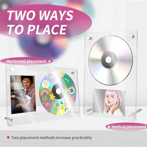 Stojak na płyty DVD, CD, w zestawie gniazdo CD 12,1 cm i miejsce na karty 6,5 x 9 cm, akrylowy stojak na wyświetlacz, nadaje się do przechowywania nagrań i kart peryferyjnych