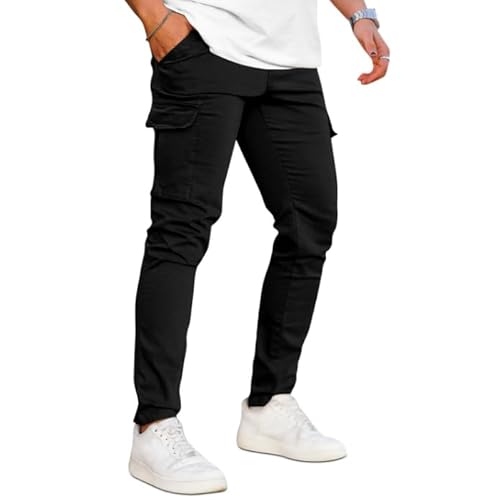 Mens Jeans Skinny Stretch Premium High Rise Colored Jeans Expandable Waist 28W x 28L Black