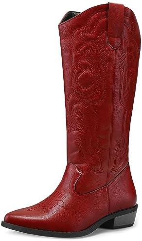 mysoft Women's Cowboy Boots Mid Calf Cowgirl Embroidered Western ...