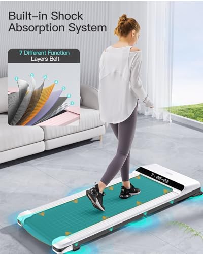 CURSOR FITNESS Under Desk Treadmill with Full-Screen Display, Walking Pad for Home Small, 2.5 HP Quiet Brushless, 265 LBS Capacity - Thumbnail 4