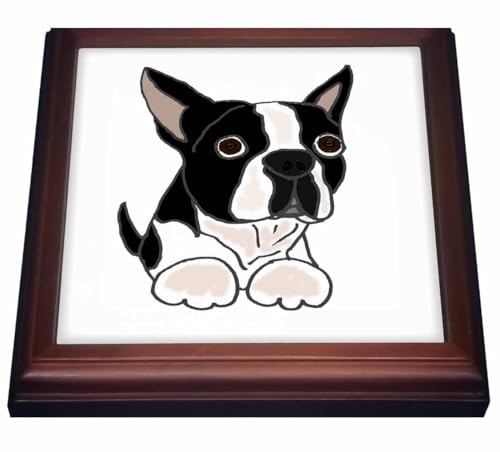 3dRose Cute Boston Terrier Puppy Dog Original Trivet with Tile, 8 by 8