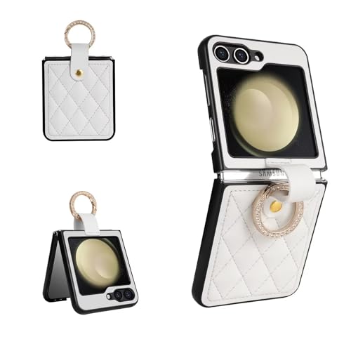 HAONANDE �Ή� Samsung Galaxy Z Flip7 �P�[�X �����O�t�� ���U�[�蒠�^�J�o�[ �_�C�������h�����O ������� �����h�~ �������U�[ �`�F�b�N�� �X�}�z�P�[�X �y�� ���^ �ϏՌ� PU���U�[�g�уJ�o�[ ���f�B�[�X�P�[�X ������