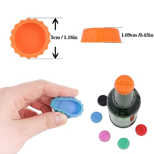 24Pcs Silicone Reusable Bottle Caps Leak Beer Bottle Wine Cocktail Soda Soft Drink Caps Candy Colored Sealed Stopper Cover Kitchen Gadgets #TOP5