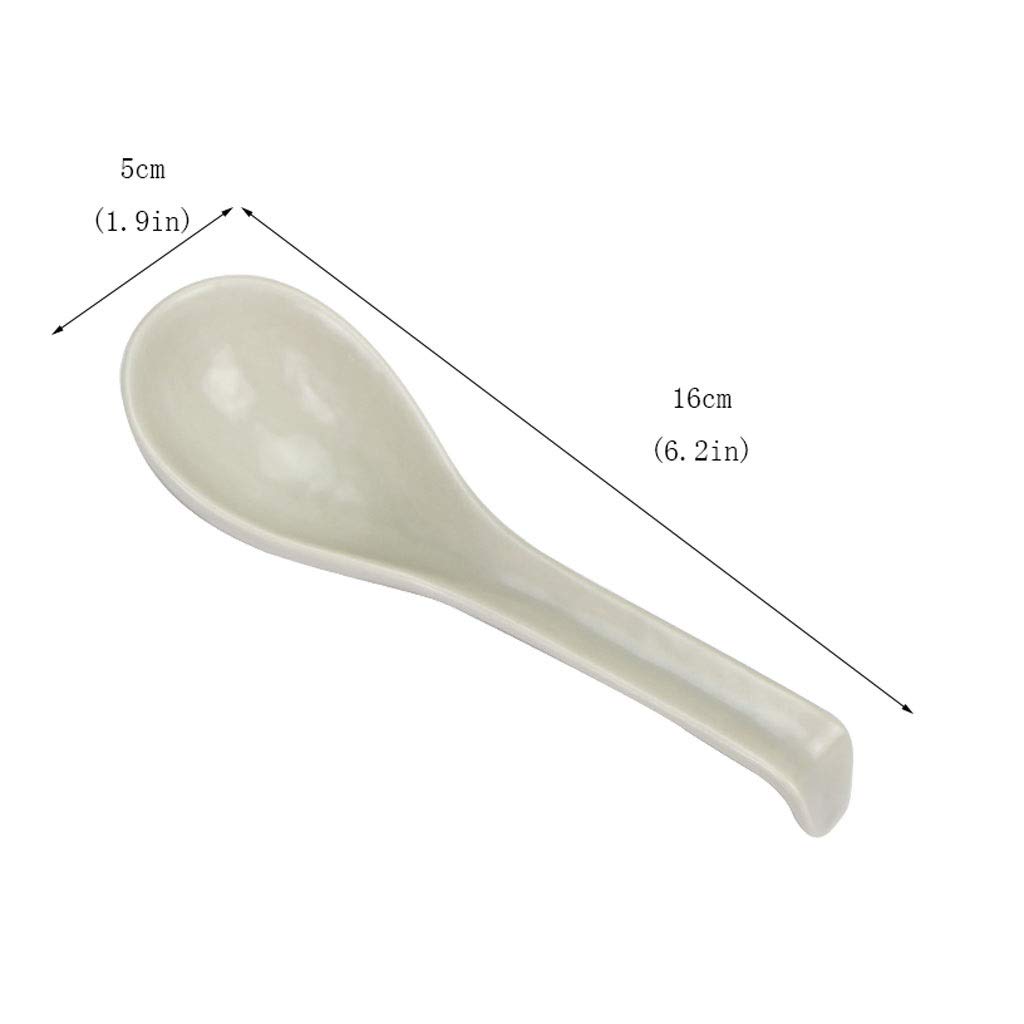 cuchara Cerámica sopa de cucharas, cucharas de arroz, chino Won Ton sopa de cuchara cuchara sopera (Color : 4 pack)