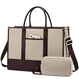 LOVEVOOK Laptop Tote Bags for Women Work Bag 15.6 inch Large Professional Teacher Purse Lightweight Computer Bag Briefcase Business Office, Apricot-chocolate