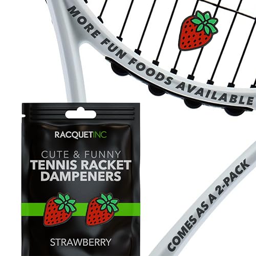 Racquet Inc. - Tennis Racket Vibration Dampeners - Shock Absorbing, Reduces String Vibration for Better Control & Comfort - Universal Fit for All Racquets - 2 Pack (Strawberry)