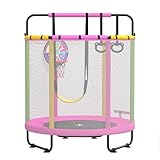 CZCPARY Kindertrampolin, Trampolin für Kinder,Indoor Trampoline Kinder，mit Basketballkorb, Schaukel, Zugring, geeignet für Innen- und Außenbereich, geeignet für Kinder, Geburtstagsgeschenke