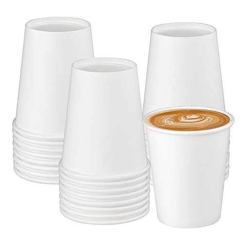 Prgery Paper Cups 8 oz 25 Pack, Disposable Paper Coffee Cups (White)